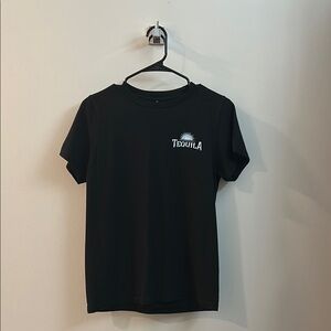 Black Graphic Tee with Light Blue Tequila Print